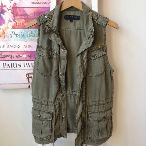 Max Jeans Military Green Utility Vest Tencel Women's Size XS  Granolacore - Picture 1 of 8